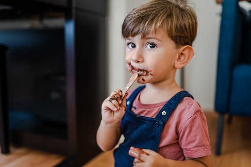 Boy eating ice cream